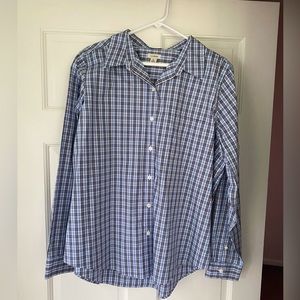 L. L. Bean Wrinkle-Free Pinpoint Oxford Shirt Plaid XL